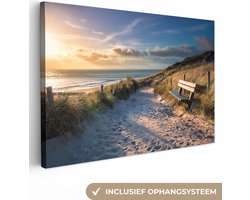 Canvas schilderij - Natuur 150x100 - Strand en zee - Kamer decoratie accessoires - Schilderijen woonkamer zonsondergang - Wanddecoratie slaapkamer - Muurdecoratie keuken - Wanddoek interieur binnen - Woondecoratie huis - Woonaccessoires - Portret van