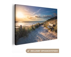 Canvas schilderij - Natuur 90x60 - Strand en zee - Kamer decoratie accessoires - Schilderijen woonkamer zonsondergang - Wanddecoratie slaapkamer - Muurdecoratie keuken - Wanddoek interieur binnen - Woondecoratie huis - Woonaccessoires - Portret van