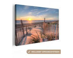 Canvas schilderij - Natuur 90x60 - Strand en zee - Kamer decoratie accessoires - Schilderijen woonkamer zonsondergang - Wanddecoratie slaapkamer - Muurdecoratie keuken - Wanddoek interieur binnen - Woondecoratie huis - Woonaccessoires