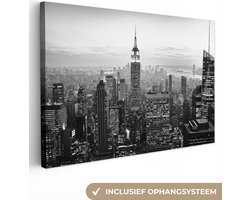 Canvas schilderij - New York zwart wit 60x40 - Kamer decoratie accessoires - Huisdecoratie steden - Schilderijen woonkamer - Wanddecoratie slaapkamer - Muurdecoratie keuken - Wanddoek interieur binnen - Woondecoratie huis - Woonaccessoires