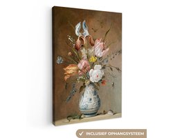 Canvas - Schilderij Oude meesters - Bloemen - Balthasar van der Ast - 60x90 cm - Muurdecoratie - Woonkamer