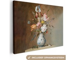 Canvas - Schilderij Oude meesters - Bloemen - Balthasar van der Ast - 80x60 cm - Muurdecoratie - Woonkamer
