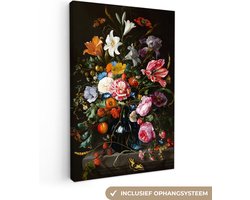 Canvas - Schilderij Oude meesters - Kunst - Vaas met bloemen - Jan Davidsz de Heem - 80x120 cm - Muurdecoratie - Slaapkamer