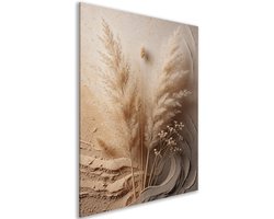 Canvas schilderij - Pampasgras - Droogbloemen - Moderne in huis - Japandi - Muur decoratie slaapkamer - Muurdecoratie hal - Beige - Minimalisme - 30x45 cm