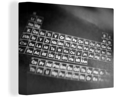 Canvas Schilderij Periodiek systeem der elementen - zwart wit - 80x60 cm - Wanddecoratie