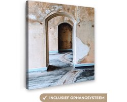 Canvas Schilderij Poort - Architectuur - Steen - Gebouw - 20x20 cm - Wanddecoratie