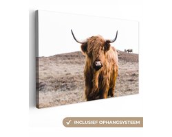 Canvas schilderij - Portret schotse hooglander 90x60 - Kamer decoratie accessoires - Schilderijen woonkamer dieren - Wanddecoratie slaapkamer landschap - Muurdecoratie keuken - Wanddoek interieur - Woondecoratie huis - Woonaccessoires