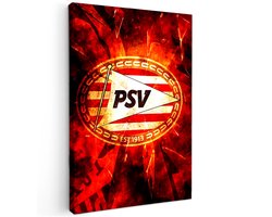 Canvas schilderij - PSV - vuur en trouw - 60x40 cm - Abstracte kunst - Huis decoratie woonkamer - Keuken muur schilderijen - Wanddecoratie accessoires - Kamer interieur - voetbal