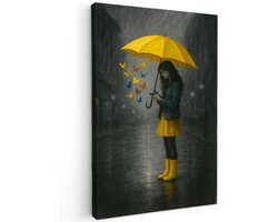 Canvas schilderij - Rainy Day Dreams - 60x40 cm - Abstracte kunst - Huis decoratie woonkamer - Keuken muur schilderijen - Wanddecoratie accessoires - Kamer interieur