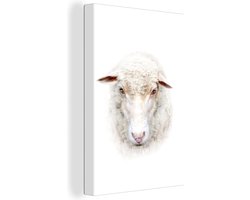 Canvas Schilderij Schaap - Portret - Wol - 80x120 cm - Wanddecoratie