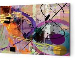 Canvas Schilderij Set - Wanddecoratie Meerdere Delen - Interieur Verfraaien - Abstracte Kunst Moderne Stijl - 105x70cm 3 Delen - Multicolor