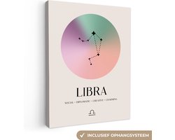 Canvas Schilderij Sterrenbeeld - Libra - Weegschaal - Sterren - Zodiac sign - 30x40 cm - Wanddecoratie