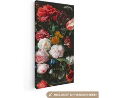 Canvas Schilderij - Stilleven met bloemen in een glazen vaas - Jan Davidsz. de Heem - Kunst - 20x40 cm - Wanddecoratie - Slaapkamer