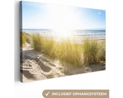 Canvas schilderij strand en duinen 30x20 - Kamer decoratie accessoires wadden zee - Beach schilderijen woonkamer - Wanddecoratie slaapkamer - Muurdecoratie keuken - Wanddoek interieur binnen - Woondecoratie huis - Woonaccessoires