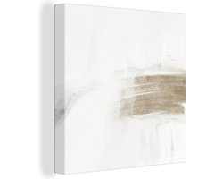 Canvas Schilderij Taupe - Wit - Design - Abstract - 20x20 cm - Wanddecoratie