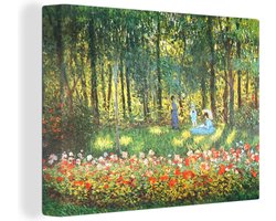 Canvas Schilderij The Artist's Family in the Garden - Schilderij van Claude Monet - 80x60 cm - Wanddecoratie