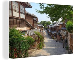 Canvas Schilderij Traditioneel Japans huis in het Aziatische Kyoto - 30x20 cm - Wanddecoratie