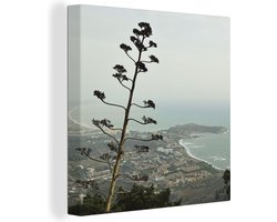 Canvas Schilderij Uitzicht vanaf een berg op het Griekse Rhodos - 50x50 cm - Wanddecoratie