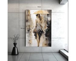 Canvas Schilderij Vrouw - Abstracte kunst - Wanddecoratie - 150x100x2 cm