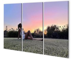 Canvas Schilderij - Wanddecoratie Kunst aan de muur - Woonkamer Inrichten - 3-delige panorama-set - 130x80cm - Natuurkleuren