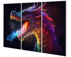 Canvas Schilderij - Wanddecoratie - Muren Aankleden - Echt Canvas - 130x80cm 3 Delen - Multicolor