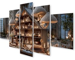 Canvas Schilderij - Wanddecoratie Set - Woonkamer Aankleden - 5 Delig - 170x80cm - Fantasy Print