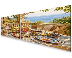 Canvas Schilderij - Wanddecoratie - Woonkamer Decoratie - 2-Delige Panoramaset - 160x40 cm - Mediterraans