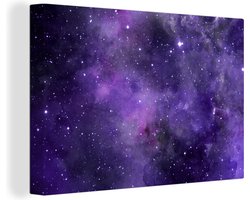 Canvas Schilderij Waterverf - Sterren - Paars - 30x20 cm - Wanddecoratie