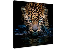 Canvas schilderij - Wispers of the Wild - 50x50 cm - Abstracte kunst - Huis decoratie woonkamer - Luipaard muur schilderijen - Wanddecoratie accessoires - Kamer interieur natuur