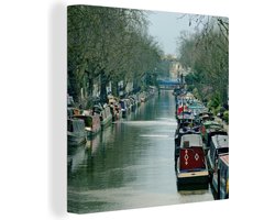 Canvas Schilderij Woonboten - Water - Stad - 50x50 cm - Wanddecoratie