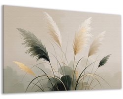 Canvas schilderij - Woonkamer - Botanicals - Modern - Zen - Muur decoratie slaapkamer - Wanddecoratie hal - Crème - Kamer - 150x100 cm