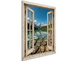 Canvas schilderij - Woonkamer - Deuren - Bergen - Shabby Chic - Hal accessoires - Woondecoratie - Kamer - 50x70 cm