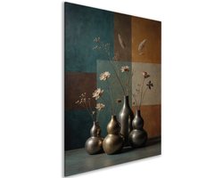 Canvas schilderij - Woonkamer - Vaas - Pampasgras - Wanddecoratie - Hal - Modern - Japandi - 30x45 cm