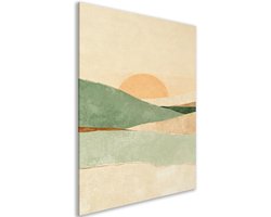 Canvas schilderij - Woonkamer - Zon - Japandi stijl - Zen - Woondecoratie hal - Scandinavisch design - Moderne in huis - 30x45 cm