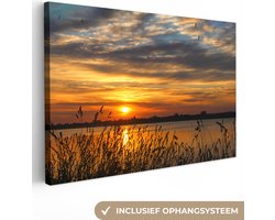 Canvas schilderij zonsondergang 120x80 - Kamer decoratie accessoires - Schilderijen woonkamer natuur horizon - Wanddecoratie slaapkamer - Muurdecoratie keuken - Wanddoek interieur binnen - Woondecoratie huis - Woonaccessoires