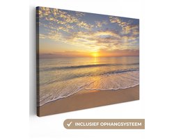 Canvas schilderij zonsondergang 40x30 - Kamer decoratie strand en zee - Schilderijen woonkamer natuur - Wanddecoratie slaapkamer - Muurdecoratie keuken - Wanddoek interieur binnen - Woondecoratie huis - Woonaccessoires