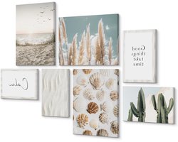 Canvas Schilderijen Set - Wanddecoratie Boho - Woonkamer Inrichten - Klaar om op te hangen - 3x 30x40cm 4x 20x30cm
