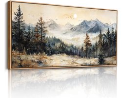 Canvas wanddecoratie 60x120cm - moderne schilderij - berglandschap - sfeervolle ambiance - ShopVlot