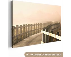 Canvas - Woondecoratie - Pad - Hout - Landschap - Gras - 120x80 cm - Canvas schilderij - Canvasdoek