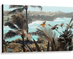 Canvas  - Zee vanaf Berg - 120x80cm Foto op Canvas Schilderij (Wanddecoratie op Canvas)