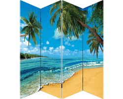 Canvasscherm - Kamerscherm Strand - 4 panelen 180x160cm - Vouwscherm - Paravent kant en klaar