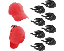 Cap Rack Set Van 8 - Petten Houders Muur - Petten Haakjes - Met Schroeven En Tape - Twee Installatiemethoden - Petten Rek Kapstok - Cap Rack Opbergsysteem - Petten Opbergzak - Hat Holder - Petjes Organizer - Dubbele Ophanging - Zwart