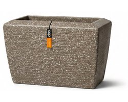 Capi Europe - Bloembak rechthoek laag Arc Granite - 60x35x40 - Beige - Bloempot Voor binnen en buiten - Beschikbaar in XL formaten - Breukbestendig - 100% Recyclebaar - Levenslang garantie - NBGS8061