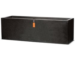 Capi Europe - Bloembak rechthoek laag Terrazzo - 100x40x40 - Zwart - Bloempot voor buiten - FIT963