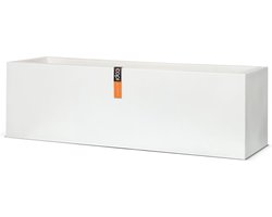 Capi Europe - Bloembak rechthoek laag Terrazzo - 88x28x28 - Wit - Bloempot voor buiten - WFL962