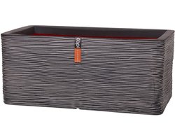 Capi Europe - Bloembak rechthoek Rib NL - 73x39x32 - Antraciet - Opening Ø31 - Bloempot voor binnen en buiten - Levenslang garantie - Breukbestendig - 100% Recyclebaar - CO2 Neutraal geproduceerd - KOFZ963