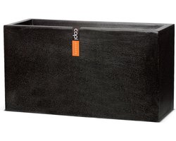 Capi Europe - Bloembak rechthoek Terrazzo - 80x32x43 - Zwart - Bloempot voor buiten - FIT109