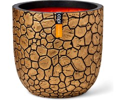 Capi Europe - Bloempot bol Clay NL - 35x34 - Goud - Opening Ø29 - Bloempot voor binnen en buiten - Levenslang garantie - Breukbestendig - 100% Recyclebaar - CO2 Neutraal geproduceerd - KGBC932