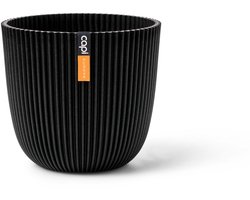 Capi Europe - Bloempot bol Groove 'made with' textiel zwart - 28x27 - Textiel zwart - Bloempot voor binnen en buiten - Capi ‘Made with’ - Gemaakt van gerecycled materiaal - Levenslang garantie - IGTB536