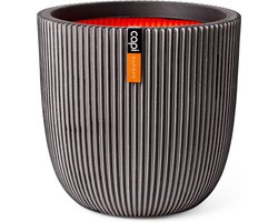 Capi Europe - Bloempot bol Groove NL - 35x34 - Antraciet - Opening Ø29 - Bloempot voor binnen en buiten - Levenslang garantie - Breukbestendig - 100% Recyclebaar - CO2 Neutraal geproduceerd - KGVZ932